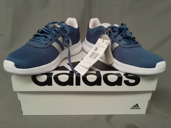 BOXED PAIR OF ADIDAS LITE RACER 4.0 SHOES IN BLUE/SILVER UK SIZE 6.5