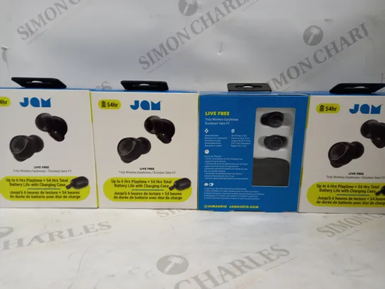 LOT OF 4 BRAND NEW JAM LIVE FREE TRULY WIRELESS EARPHONES