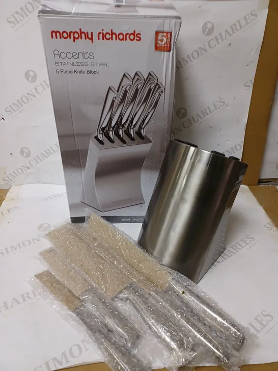 MORPHY RICHARDS ACCENTS STAINLESS STEEL KNIFE BLOCK