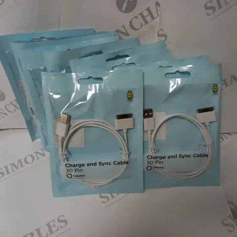 APPROXIMATELY 10 SEALED SAINSBURY'S 30 PIN CHARGE AND SYNC CABLE 100CM  