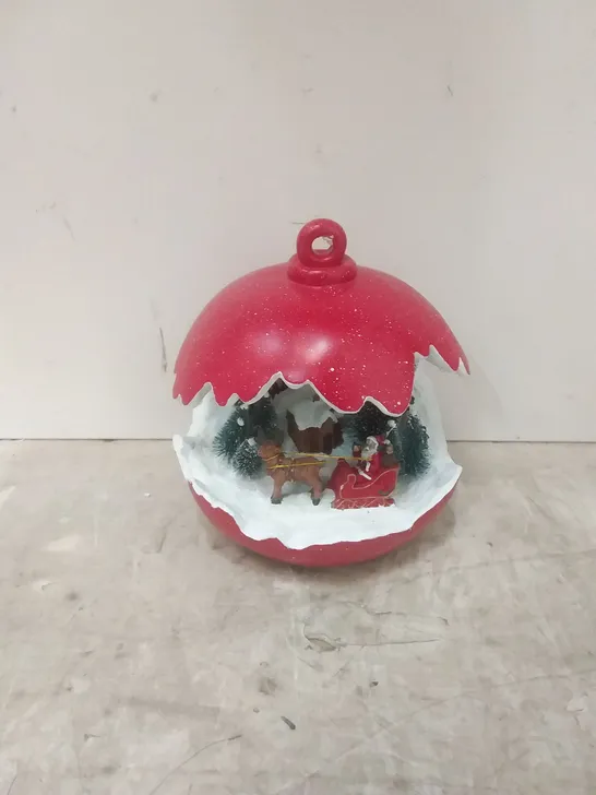 BOXED SANTA EXPRESS PRE LIT CHRISTMAS SCENE IN RESIN BUBBLE 