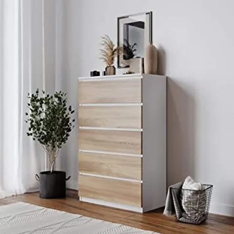 BOXED URBAN LIVING SKAGEN 5 DRAWER CHEST - OAK