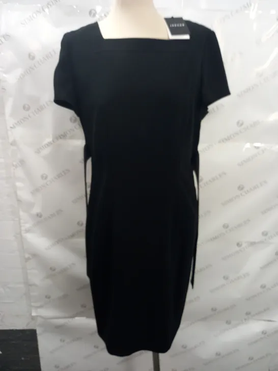 JAEGER BLACK SQUARE NECK DRESS - UK 14