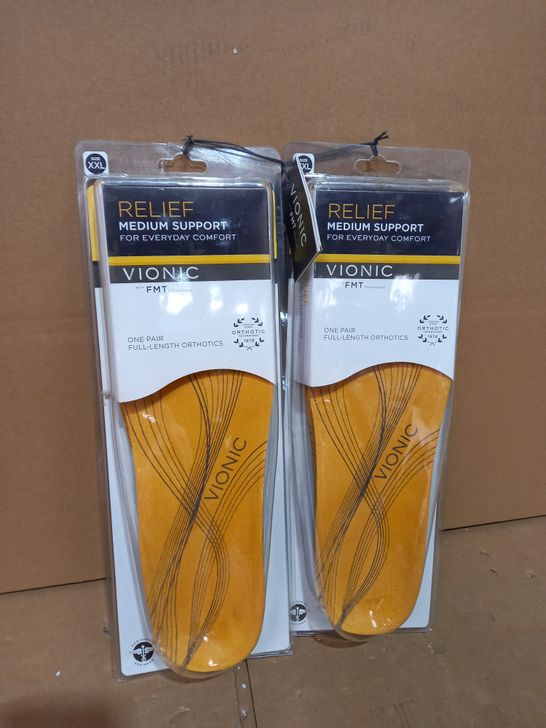 LOT OF 2 RELIEF MEDIUM SUPPORT FULL LENGTH ORTHOTICS - SIZE XXL