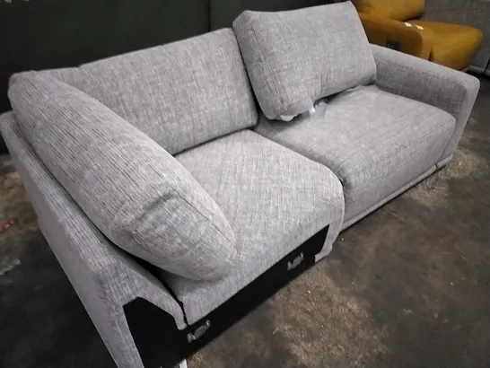 QUALITY BRITISH DESIGNED LOUNGE CO LIGHT GREY PATTERNED ELECTRIC RECLINING SOFA SECTION