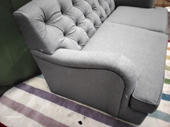 DESIGNER GREY BUTTONED BACK FABRIC METAL ACTION SOFABED 