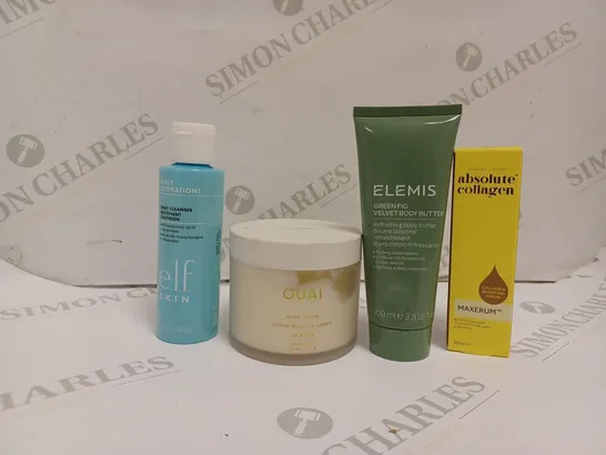 APPROXIMATELY 10 ASSORTED HEALTH AND BEAUTY PRODUCTS TO INCLUDE OUAI BODY CRÈME, ELEMIS GREEN FIG VELVET BODY BUTTER, MAXINE LACEBY ABSOLUTE COLLAGEN 