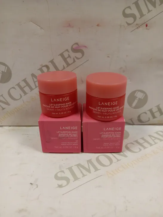 PAIR OF LANEIGE LIP SLEEPING MASKS - BERRY 2 X 8G