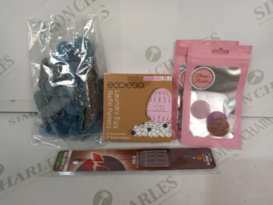 LOT OF APPROXIMATELY 10 ASSORTED HOUSEHOLD ITEMS TO INCLUDE ECOEGG LAUNDRY EGG REFILL PELLETS, BARBLESS DF CARP RIG, ETC