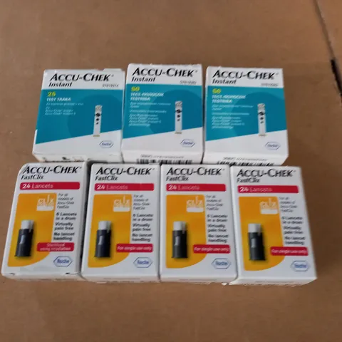 LOT OF 7 BOXES OF ACCU-CHEK ACCESSORIES