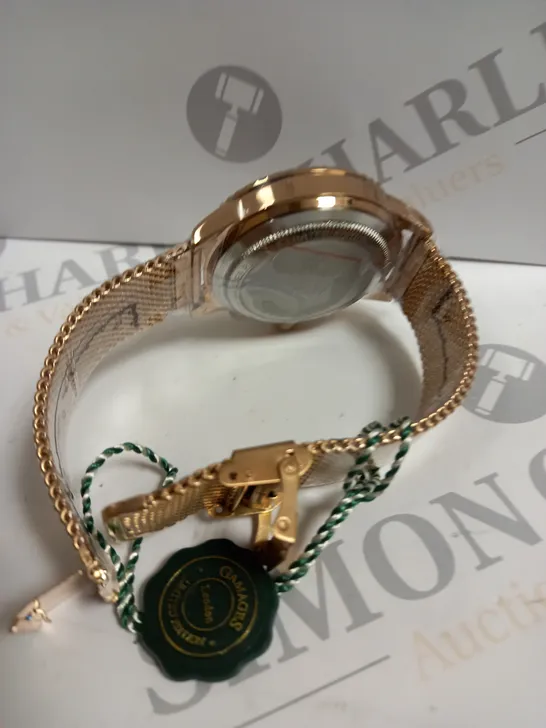 BOXED GAMAGES PINNACLE ROSE GOLD GREEN DIAL WATCH