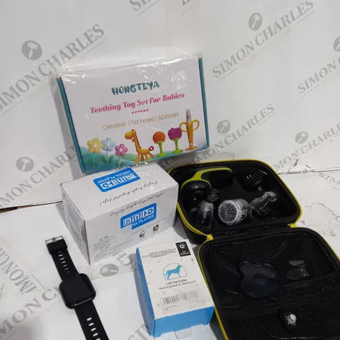 BOX OF APPROXIMATELY 10 ASSORTED ITEMS TO INCLUDE MEDIA PLAYER, SHAVING KIT, SMART WATCH ETC