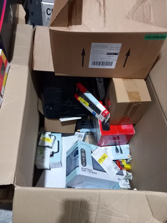 LARGE BOX OF ASSORTED ELECTRICAL GOODS TO INCLUDE;