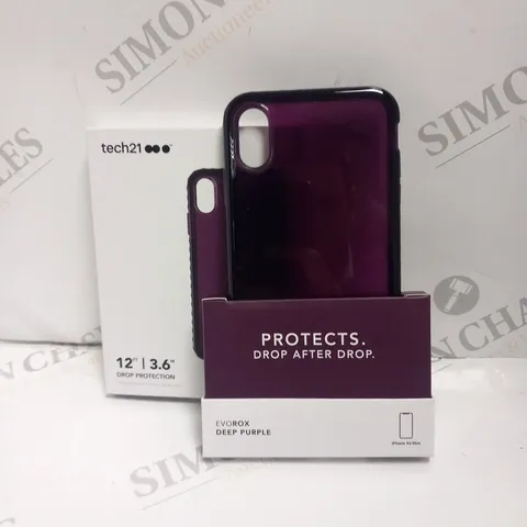 APPROXIMATELY 372 TECH 21 12FT DROP PROTECTION EVO ROX DEEP PURPLE IPHONE XS MAX PHONE CASES AND APPROXIMATELY 300 TECH 21 IMPACT CLEAR PROTECT IPHONE 7 PLUS PHONE CASES