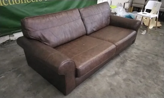 QUALITY DESIGNER LOUNGE CO 4 SEATER SOFA IN CHESTNUT BROWN LEATHER 