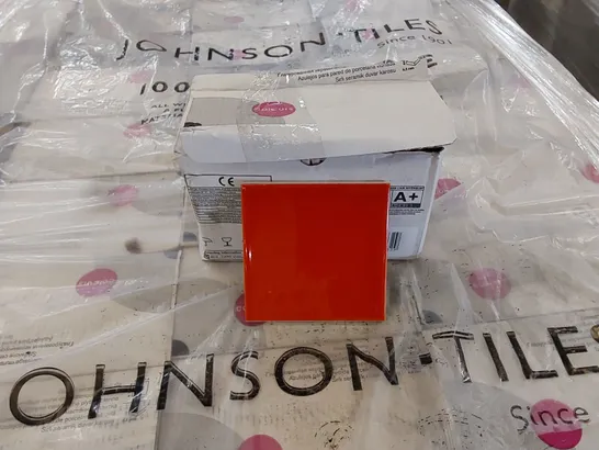 PALLET TO CONTAIN APPROX 300 X PACKS OF JOHNSON TILES UTOPIA ORANGE GLAZED TILES - 25 TILES PER PACK // TILE SIZE: 100 X 100 X 6.5mm