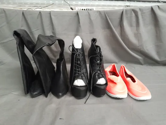 APPROXIMATELY 10 PAIRS OF ASSORTED WOMEN SHOES IN VARIOUS STYLES AND SIZES 