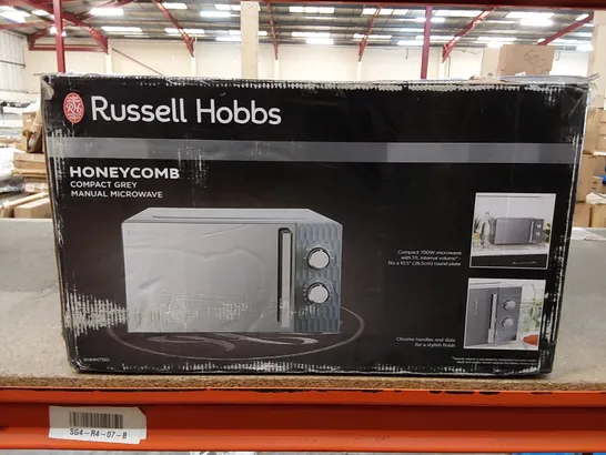 BRAND NEW BOXED RUSSELL HOBBS 700W HONEYCOMB COMPACT GREY MANUAL MICROWAVE (1 BOX)