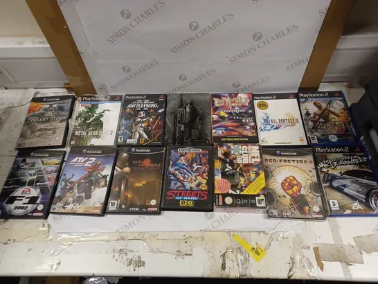 LOT OF APPROXIMATELY 25 OLD CONSOLE GAMES TO INCLUDE PS2 FINAL FANTASY X, GAMECUBE RED FACTION 2, AND SEGA GENESIS STREETS OF RAGE ETC.