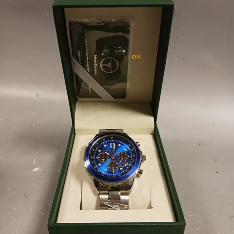 MANN EGERTON COUNTERSPY STEEL BLUE DIAL WATCH 