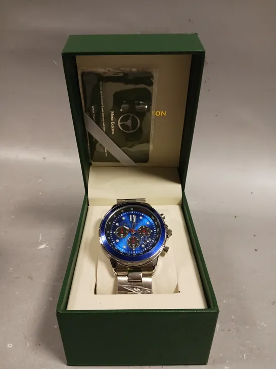 MANN EGERTON COUNTERSPY STEEL BLUE DIAL WATCH 