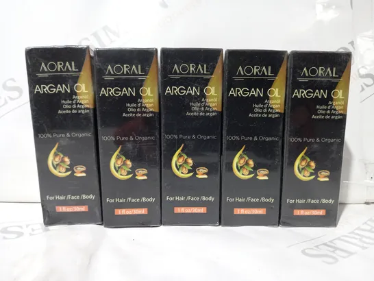 SET OF 5 AORAL ARGAN OIL BOTTLES (30ML)