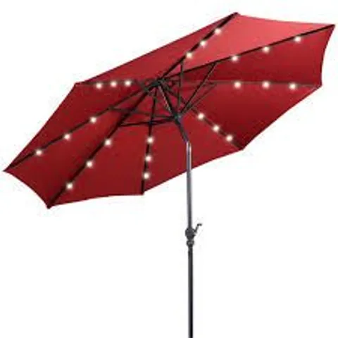 BOXED COSTWAY 10FT PATIO SOLAR UMBRELLA LED PATIO MARKET STEEL TILT - WINE