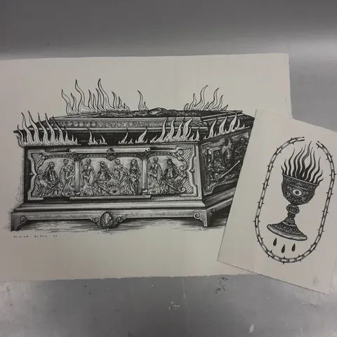 FLAMING CASKET ART PRINT 