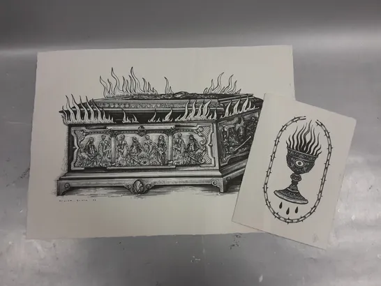 FLAMING CASKET ART PRINT 