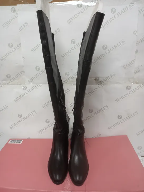 BOXED MODA IN PELLE ZARRA OVER KNEE BLACK LEATHER BOOT SIZE 6