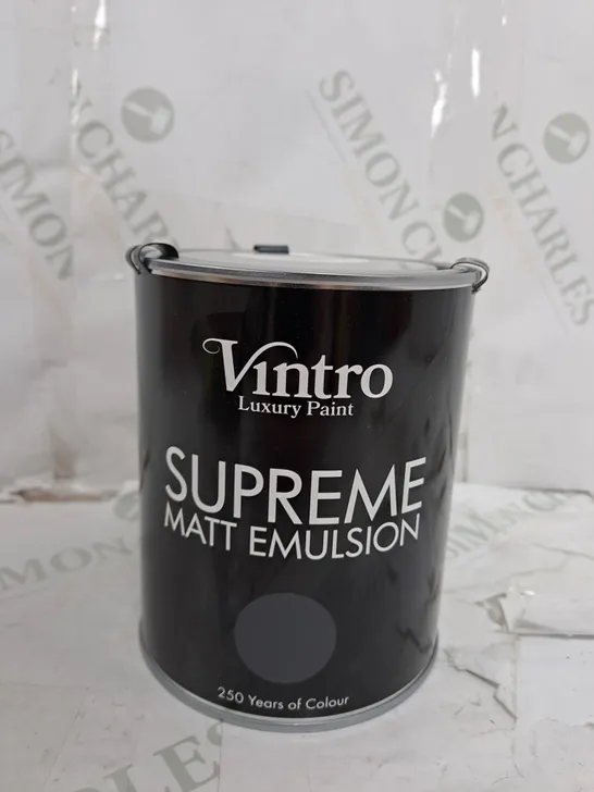 VINTRO LUXURY MATT EMULSION DARK GREY SMOOTH CHALKY FINISH, MULTI SURFACE PAINT - WALLS, CEILINGS, WOOD, METAL - 1L (WIGEON GREY) - COLLECTION ONLY 