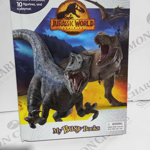 BOX OF 5 MY BUSY BOOKS JURASSIC WORLD DOMINION STORYBOOK WITH FIGURINES AND PLAYMAT