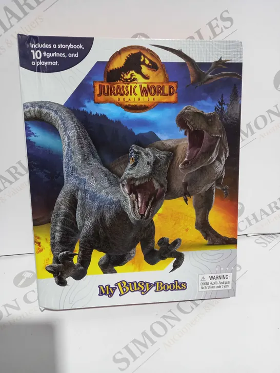 BOX OF 5 MY BUSY BOOKS JURASSIC WORLD DOMINION STORYBOOK WITH FIGURINES AND PLAYMAT