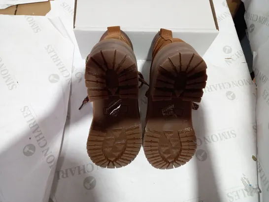 BOXED PAIR OF TAN HIKER BOOTS - SIZE 4