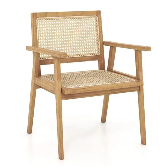 BOXED COSTWAY COMFORTABLE WOOD DINING CHAIR WITH CURVED BACKREST FOR BACKYARD PORCH BALCONY