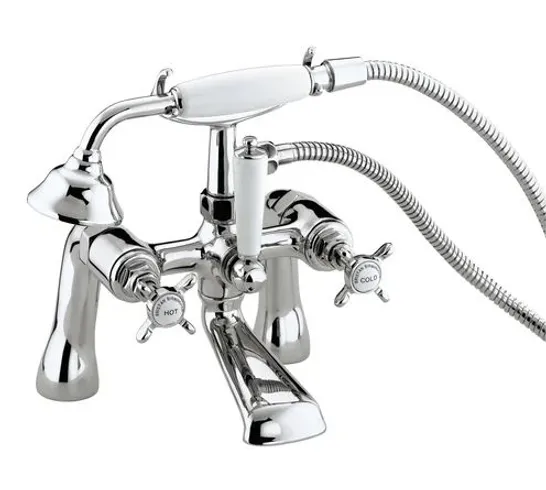 BOXED 1901 DECK MOUNTED BATH SHOWER MIXER, CHROME (1 BOX)