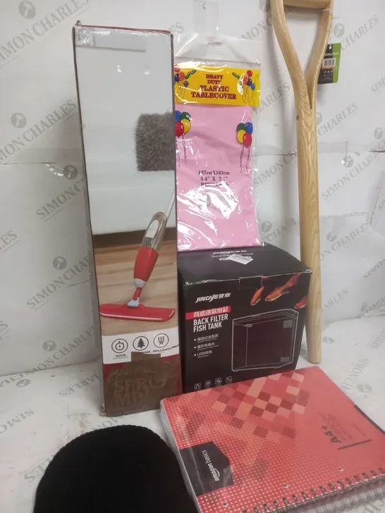 BOX OF APPROXIMATELY 10 ASSORTED COSMETIC ITEMS TO INCLUDE - NOTEBOOK, TABLECOVER, SPRAY MOP ETC