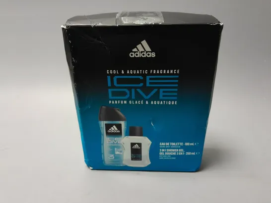 BOXED ADIDAS ICE DIVE GIFTSET INCLUDING AN EAU DE TOILETTE 100ML AND SHOWER GEL 250ML