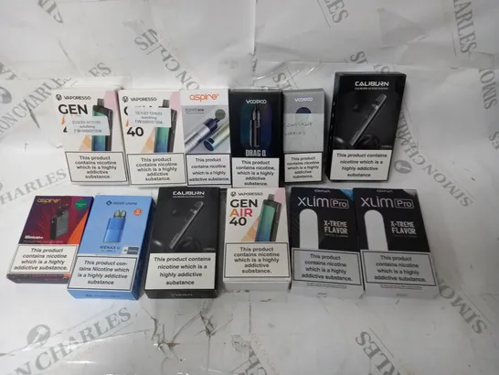 APPROXIMATELY 12 ASSORTED VAPES INCLUDING VOOPOO, OXVA, GEEK VAPE