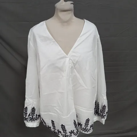 PHASE EIGHT JOSELYN EMBROIDERED BLOUSE IVORY BLACK SIZE 18