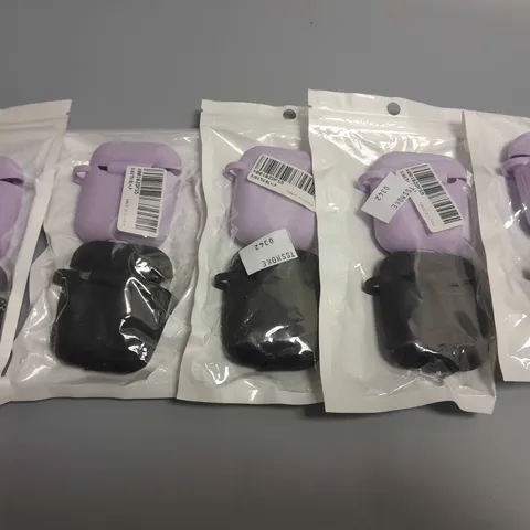 LOT OF 5 PAIRS OF PURPLE/BLACK AIRPOD CASE COVERS - SJBST06+LP