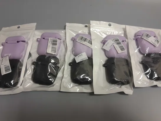 LOT OF 5 PAIRS OF PURPLE/BLACK AIRPOD CASE COVERS - SJBST06+LP