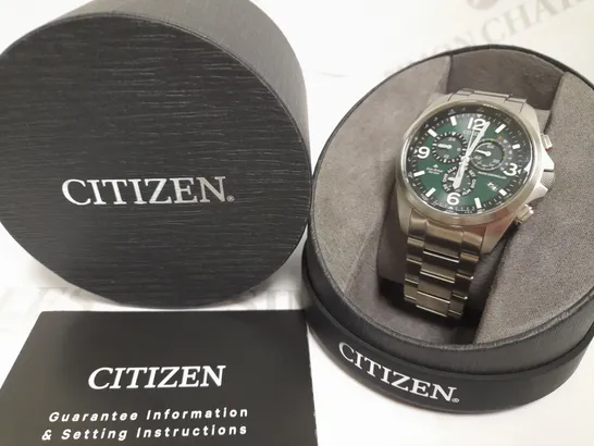 CITIZEN ECO-DRIVE CHRONOGRAPH WATCH WITH SILVER CLASP DETAIL