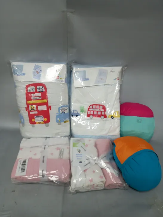 LARGE BOX OF 20 ASSORTED BABY ITEMS TOO INCLUDE BLANKETS , BOTTLE HEADS , CURTAINS 