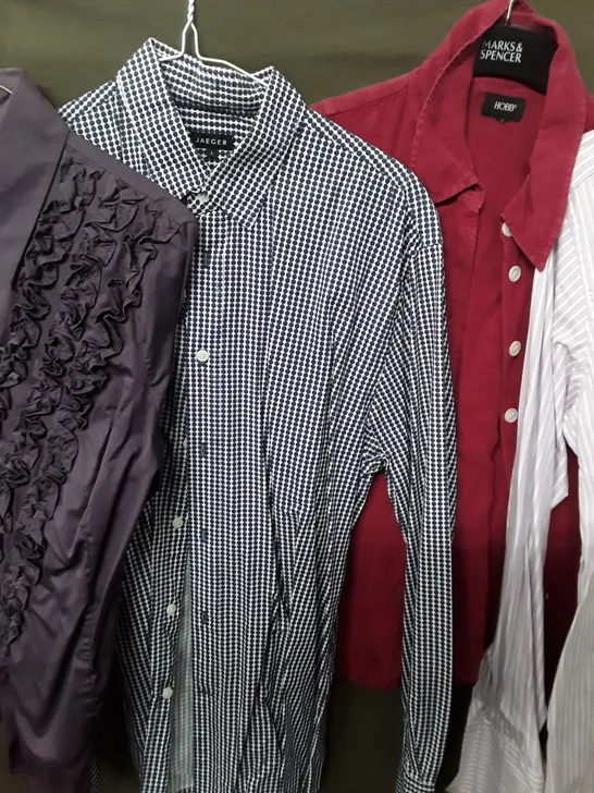 LOT OF 5 ASSORTED LONG SLEEVE SHIRTS TO INCLUDE HOBBS AND JAEGER IN VARIOUS SIZES