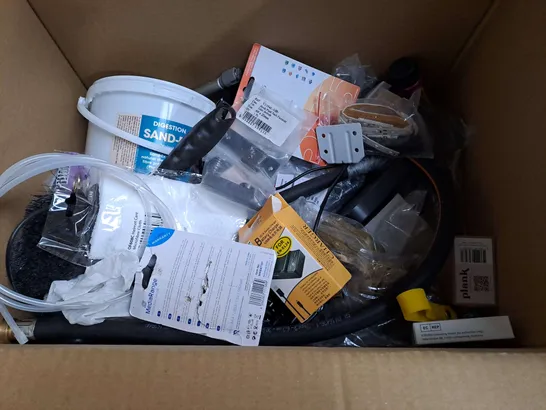 LARGE QUANTITY OF ASSORTED HOUSEHOLD ITEMS TO INCLUDE SHIMANO CHAIN, ANCHORS AND SCREWS BOX, LED TORCHES AND CABLE BIKE LOCK