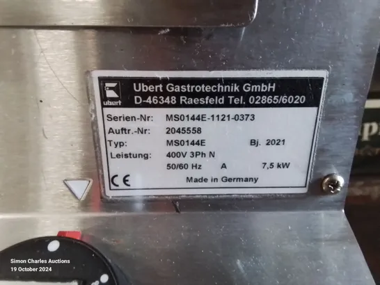 COMMERCIAL STAINLESS STEEL UBERT GASTROTECHNIK GMBH MS0144E ELECTRIC GRIDLE 