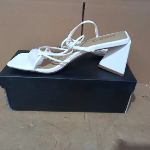 BOXED PAIR OF EGO HEELS IN WHITE UK SIZE 7
