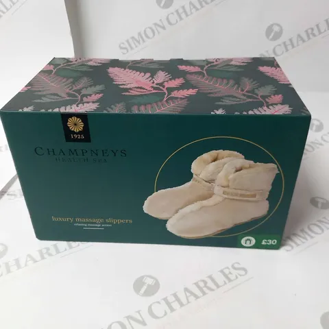 TWO PAIRS OF BOXED CHAMPNEYS HEALTH SPA LUXURY MASSAGE SLIPPERS ONE SIZE 4-7