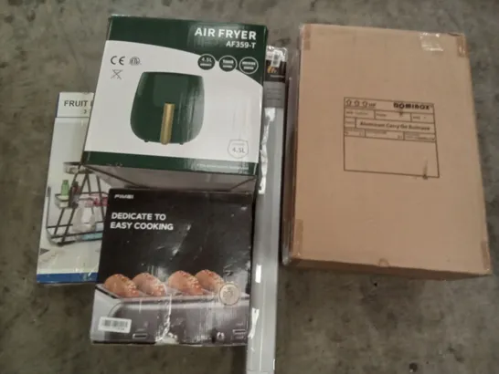 PALLET OF ASSORTED ITEMS INCLUDING 3-TIER FRUIT BASKET, AIR FRYER, FLIMEI 4 SLOT TOASTER, TAIYUHOMES DAY AND NIGHT ROLLER BLINDS, ALUMINIUM CARRY ON SUITCASE 